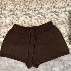 SHEIN Chocolate Brown High Waist Knit Shorts